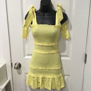 HYFVE Yellow Mini Dress with Ruffle Details